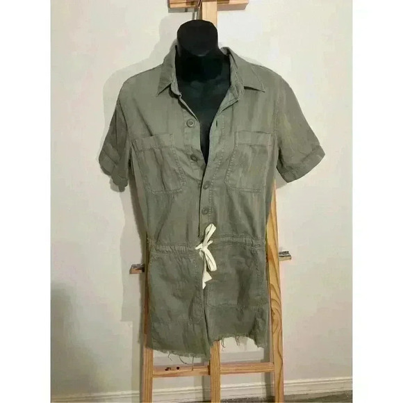 Lucky Brand Drawstring Dress, Women’s Size XS Frayed Hem Above the Knee, Aviator - Picture 1 of 12